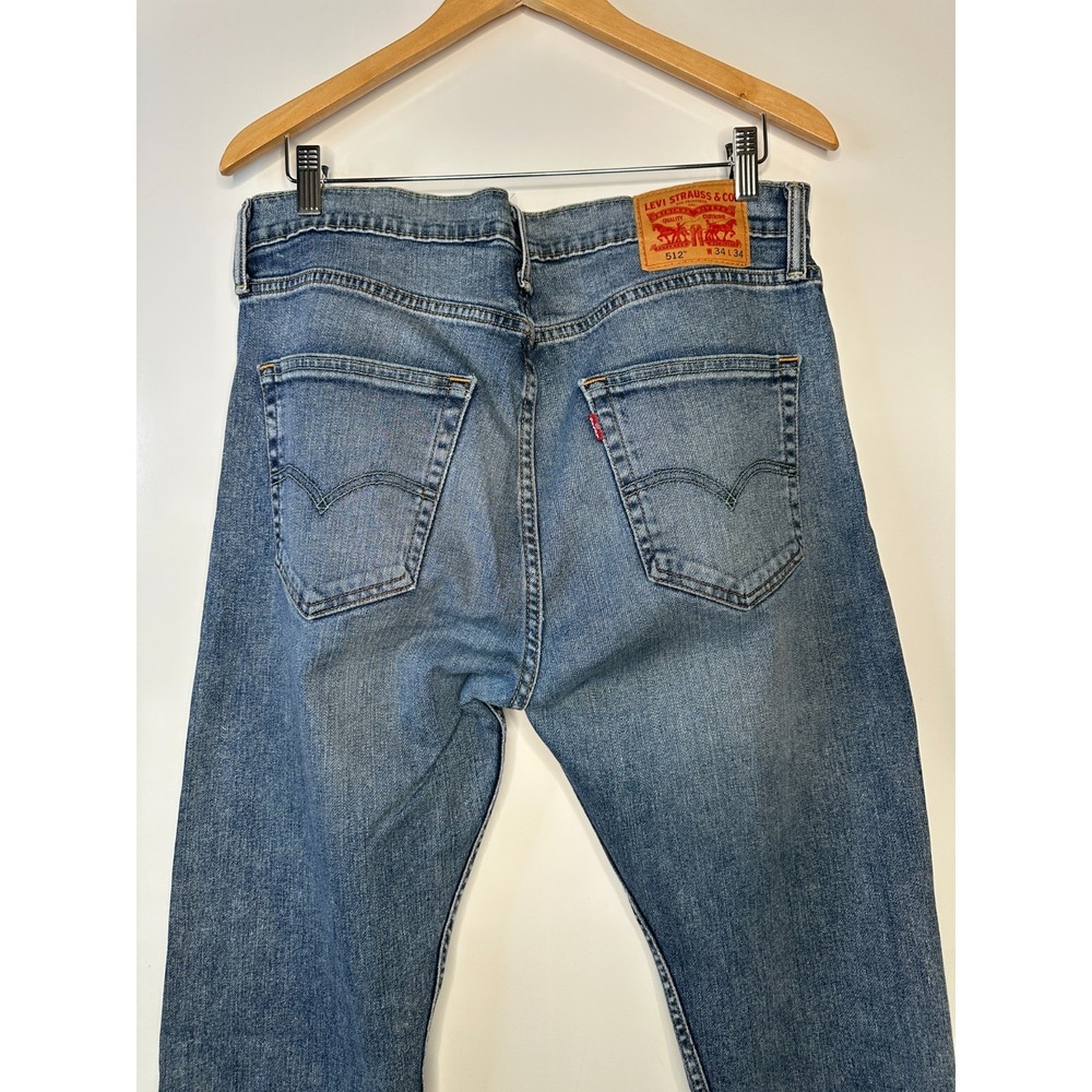 Levi's 512 Slim Taper Fit Jeans Mens 34x34 Blue Medium Wash Stretch Denim - Picture 11 of 14
